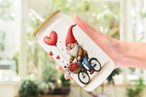 Glass Can Flower Bike Gnome Sublimation artnoy 