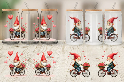 Glass Can Flower Bike Gnome Sublimation artnoy 