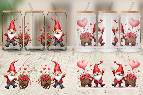 Glass Can Flower Cart Gnome Sublimation artnoy 