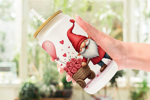 Glass Can Flower Cart Gnome Sublimation artnoy 