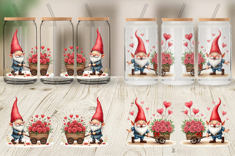Glass Can Flower Cart Gnome Sublimation artnoy 