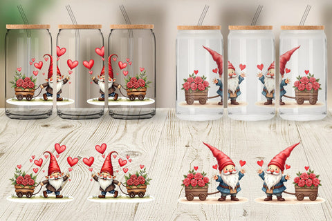 Glass Can Flower Cart Gnome Sublimation artnoy 
