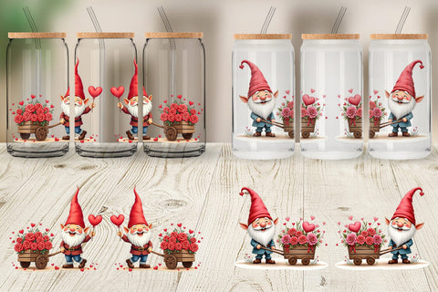 Glass Can Flower Cart Gnome Sublimation artnoy 
