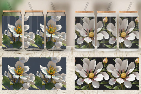 Glass Can Flower Pattern Sublimation artnoy 