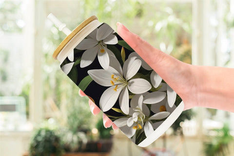 Glass Can Flower Pattern Sublimation artnoy 