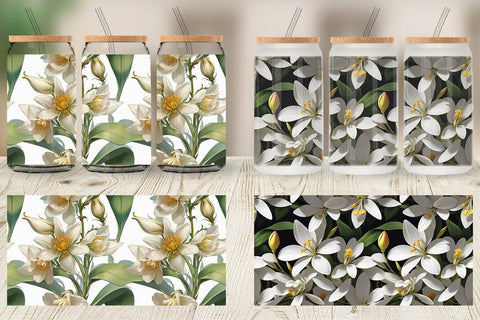 Glass Can Flower Pattern Sublimation artnoy 