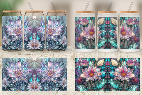 Glass Can Flower Stained Glass Sublimation artnoy 