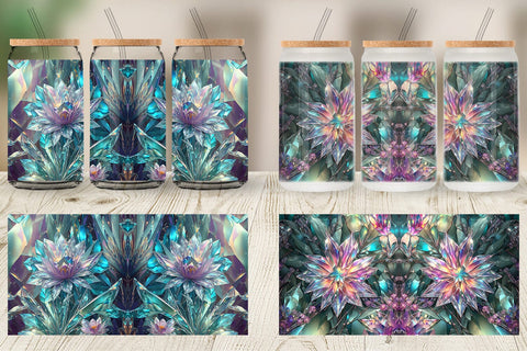 Glass Can Flower Stained Glass Sublimation artnoy 