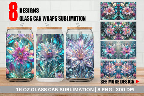 Glass Can Flower Stained Glass Sublimation artnoy 