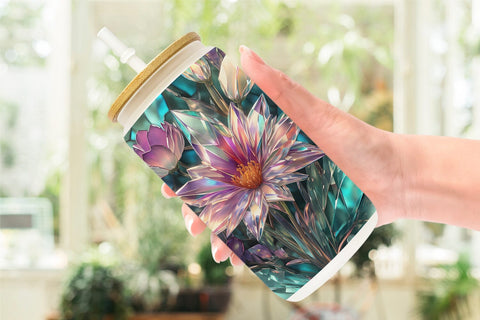 Glass Can Flower Stained Glass Sublimation artnoy 