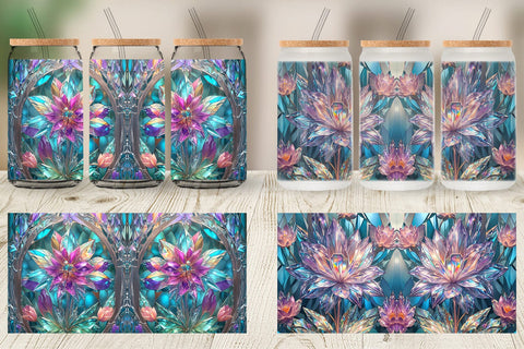 Glass Can Flower Stained Glass Sublimation artnoy 