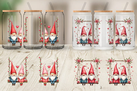 Glass Can Flower Swing Gnome Sublimation artnoy 