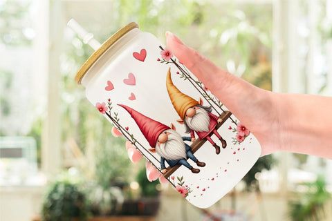 Glass Can Flower Swing Gnome Sublimation artnoy 