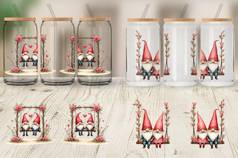 Glass Can Flower Swing Gnome Sublimation artnoy 