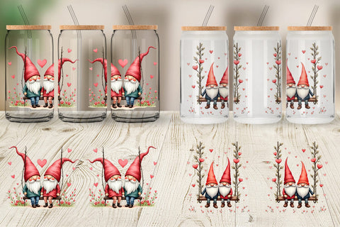 Glass Can Flower Swing Gnome Sublimation artnoy 