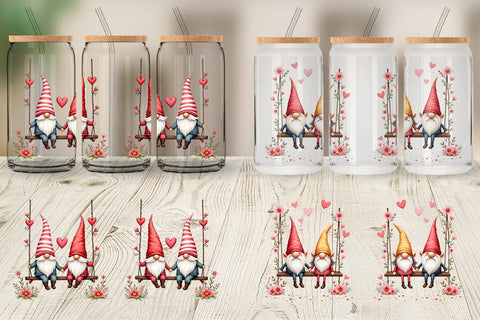Glass Can Flower Swing Gnome Sublimation artnoy 