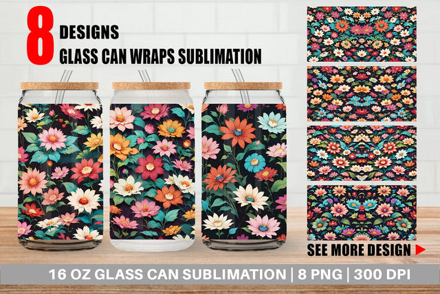 Glass Can Flowers Colorful SVG artnoy 