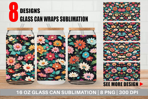 Glass Can Flowers Colorful SVG artnoy 