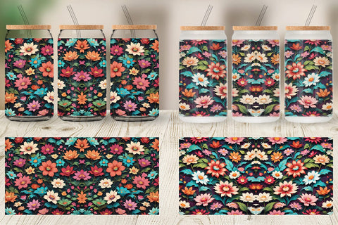 Glass Can Flowers Colorful SVG artnoy 