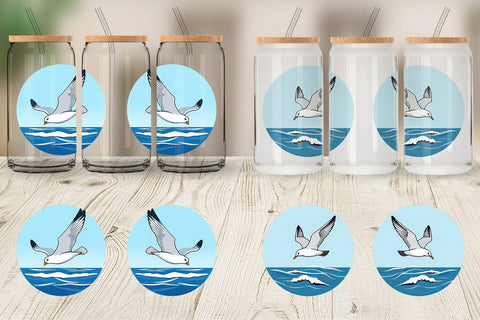Glass Can Flying Seagull Sublimation artnoy 