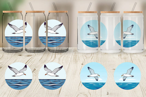 Glass Can Flying Seagull Sublimation artnoy 