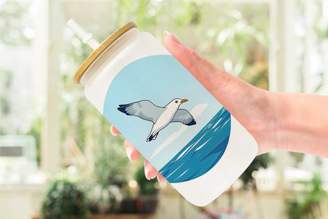 Glass Can Flying Seagull Sublimation artnoy 