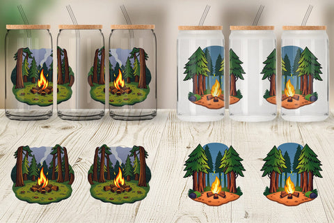 Glass Can Forest Campfire Sublimation artnoy 