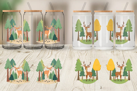 Glass Can Forest Deer Sublimation artnoy 