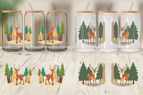 Glass Can Forest Deer Sublimation artnoy 