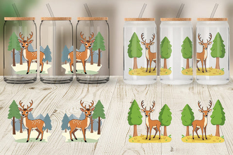 Glass Can Forest Deer Sublimation artnoy 