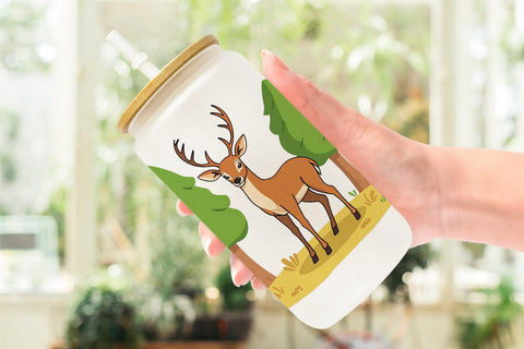 Glass Can Forest Deer Sublimation artnoy 