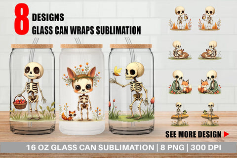 Glass Can Forest Familiar Skeletons Sublimation artnoy 
