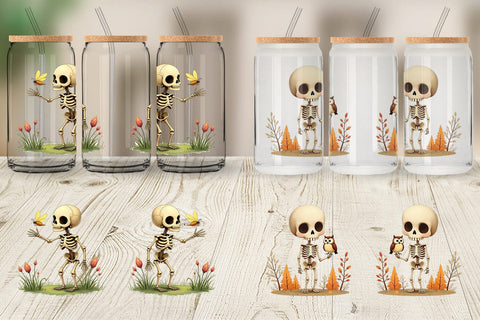 Glass Can Forest Familiar Skeletons Sublimation artnoy 