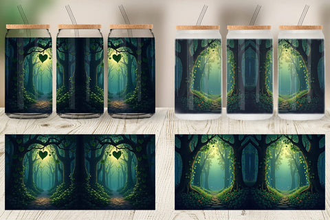 Glass Can Forest Heart Sublimation artnoy 