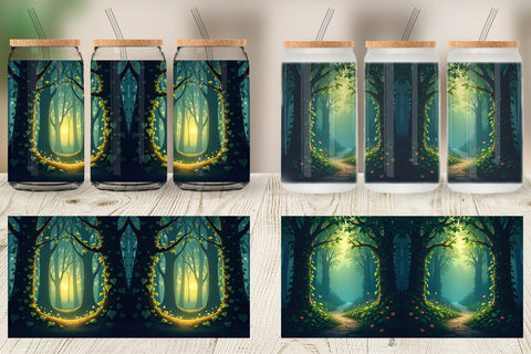 Glass Can Forest Heart Sublimation artnoy 