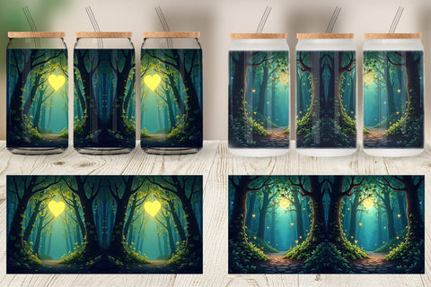 Glass Can Forest Heart Sublimation artnoy 