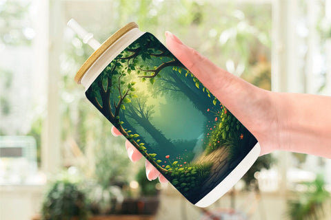 Glass Can Forest Heart Sublimation artnoy 