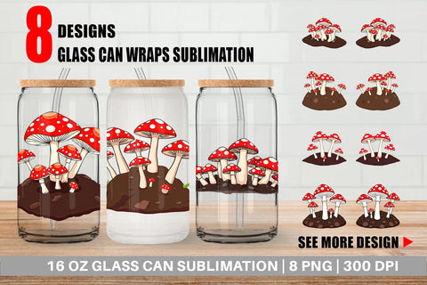 Glass Can Forest Mushrooms Sublimation artnoy 