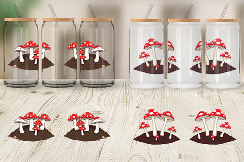 Glass Can Forest Mushrooms Sublimation artnoy 