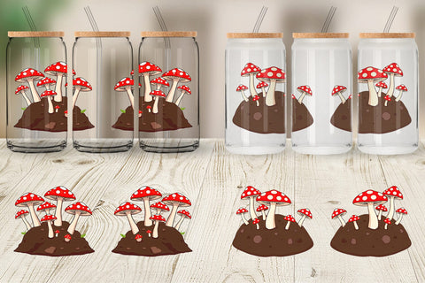 Glass Can Forest Mushrooms Sublimation artnoy 