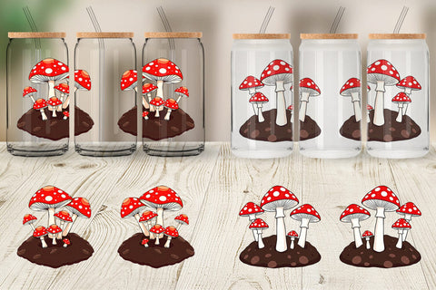 Glass Can Forest Mushrooms Sublimation artnoy 