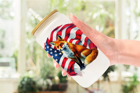 Glass Can Fox 4th of July Sublimation artnoy 