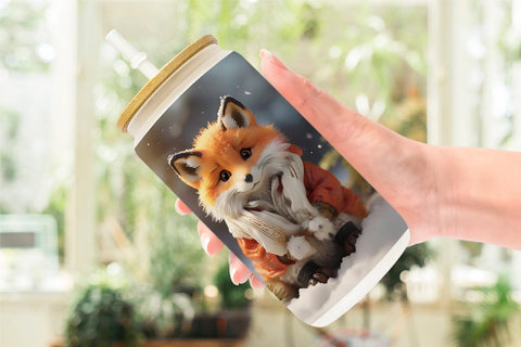 Glass Can Fox Christmas Sublimation artnoy 