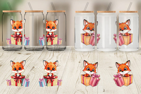 Glass Can Fox Gift Sublimation artnoy 