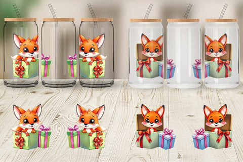 Glass Can Fox Gift Sublimation artnoy 