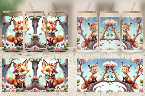 Glass Can Fox on Branch Sublimation artnoy 