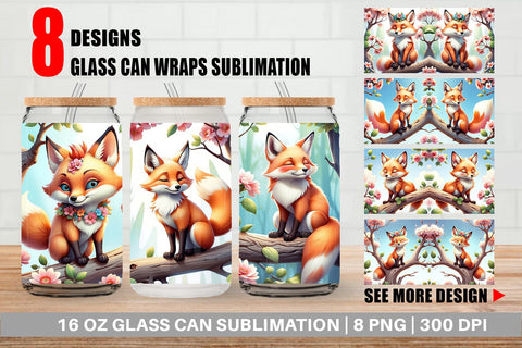 Glass Can Fox on Branch Sublimation artnoy 