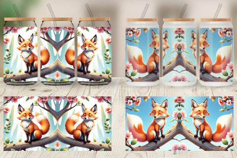 Glass Can Fox on Branch Sublimation artnoy 