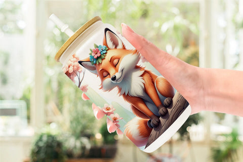 Glass Can Fox on Branch Sublimation artnoy 