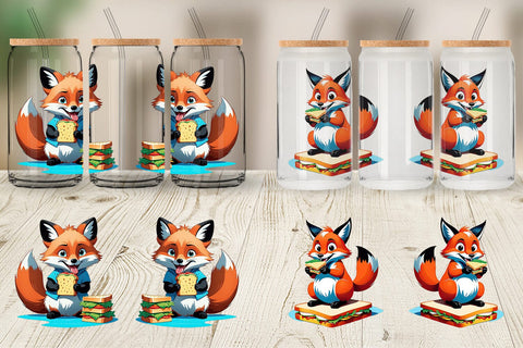 Glass Can Fox with Sandwich Sublimation artnoy 
